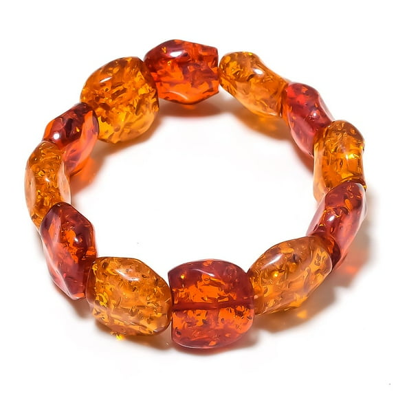Natural Baltic Amber Gemstone Handmade Cuff Adjustable