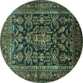 thumbnail image 1 of Ahgly Company Machine Washable Indoor Round Persian Turquoise Blue Traditional Area Rugs, 7' Round, 1 of 4