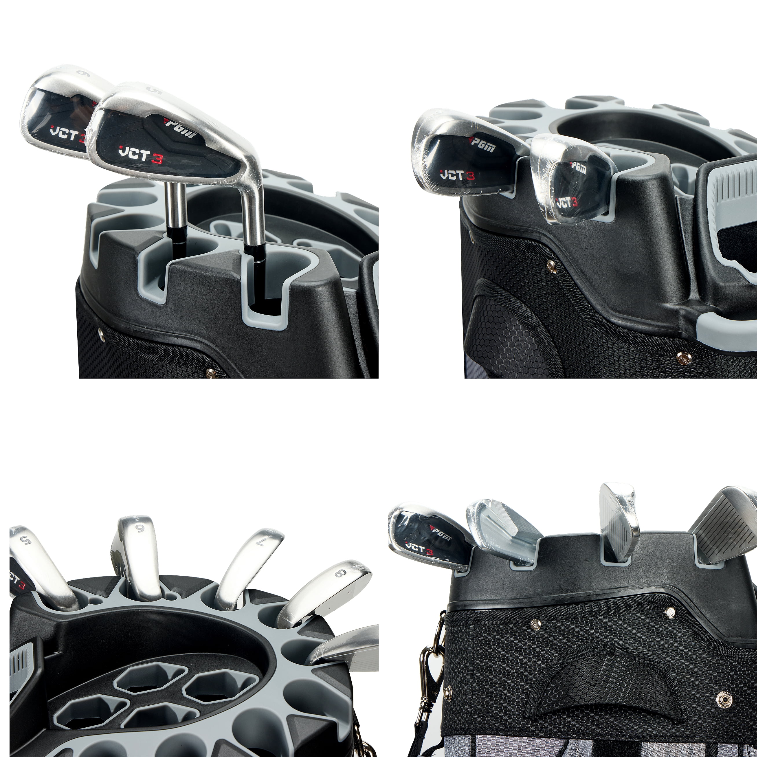 PGM Golf Cart Bag 14 Way Organizer Divider Silent Top Waterproof Bag/Black Leather