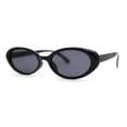 thumbnail image 2 of SA106 Womens Simple Classical Oval Thin Plastic Sunglasses All Black, 2 of 4