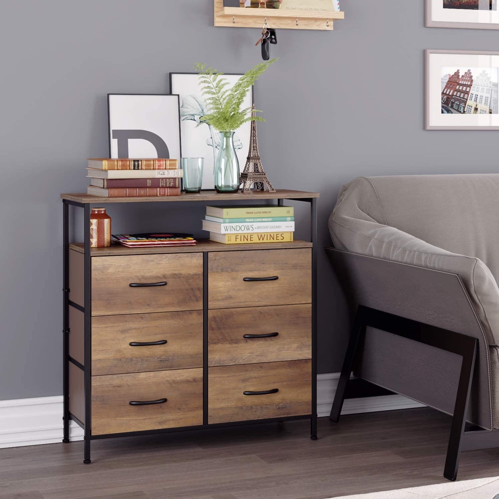 Dresser for Bedroom, Dresser with 6 Foldable Fabric Drawers and 2