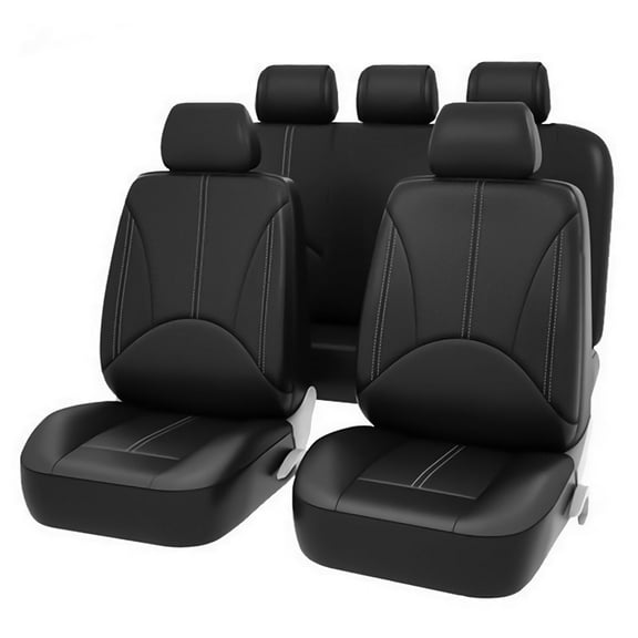 PU Leather Car Seat Covers 5 Seats 9Pcs Black Waterproof Four Seasons Universal Luxury Pad for Auto Truck Van SUV