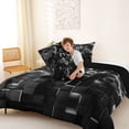 thumbnail image 4 of Manfei 3D Hexagon Neon Light Full Size Comforter Sets, White Glowing Cube Bedding Comforter Set, White Black, Black Reversible 3-Piece, 1 Comforter and 2 Pillowcases, 4 of 6