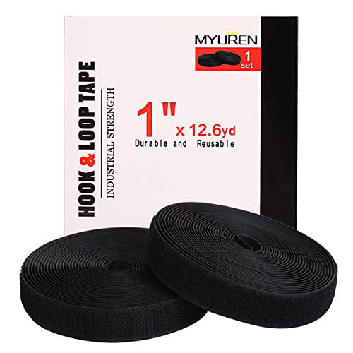 Set of 2 Rolls DIY Cords & Sewing CANOPUS Hook and Loop Tape Shoes Heavy Duty Mounting Strips Interlocking Tape for Bundling Wires 1inx15ft Non-Adhesive Nylon Fabric Fastener Clothes Black 