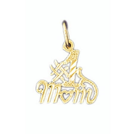 14K Yellow Gold #1 Mom Pendant - 15 mm