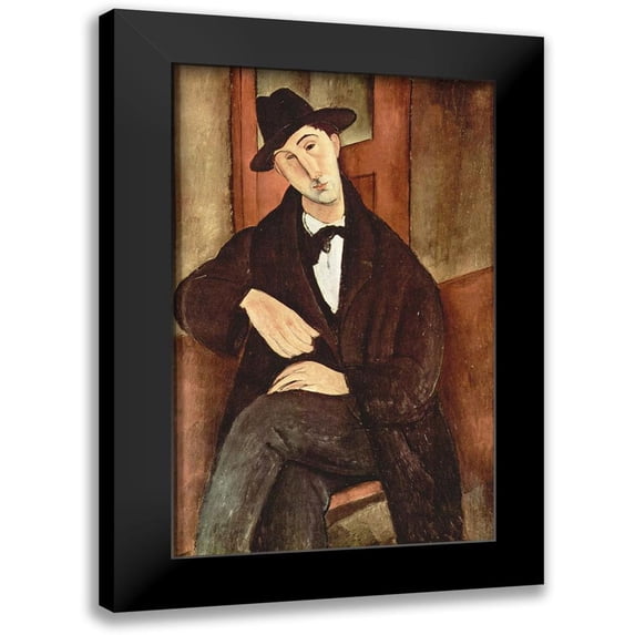 Modigliani, Amedeo 13x18 Black Modern Framed Museum Art Print Titled - Portrait of Mario Varfogli, 1919