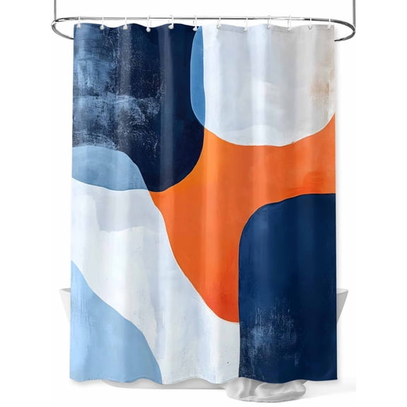 Modernism Shower Curtain Set ，Waterproof Fabric Shower Curtains Abstract Simple Orange Blue Color Block Shower Curtains for Bathroom,Bathroom Decor 54x"78"
