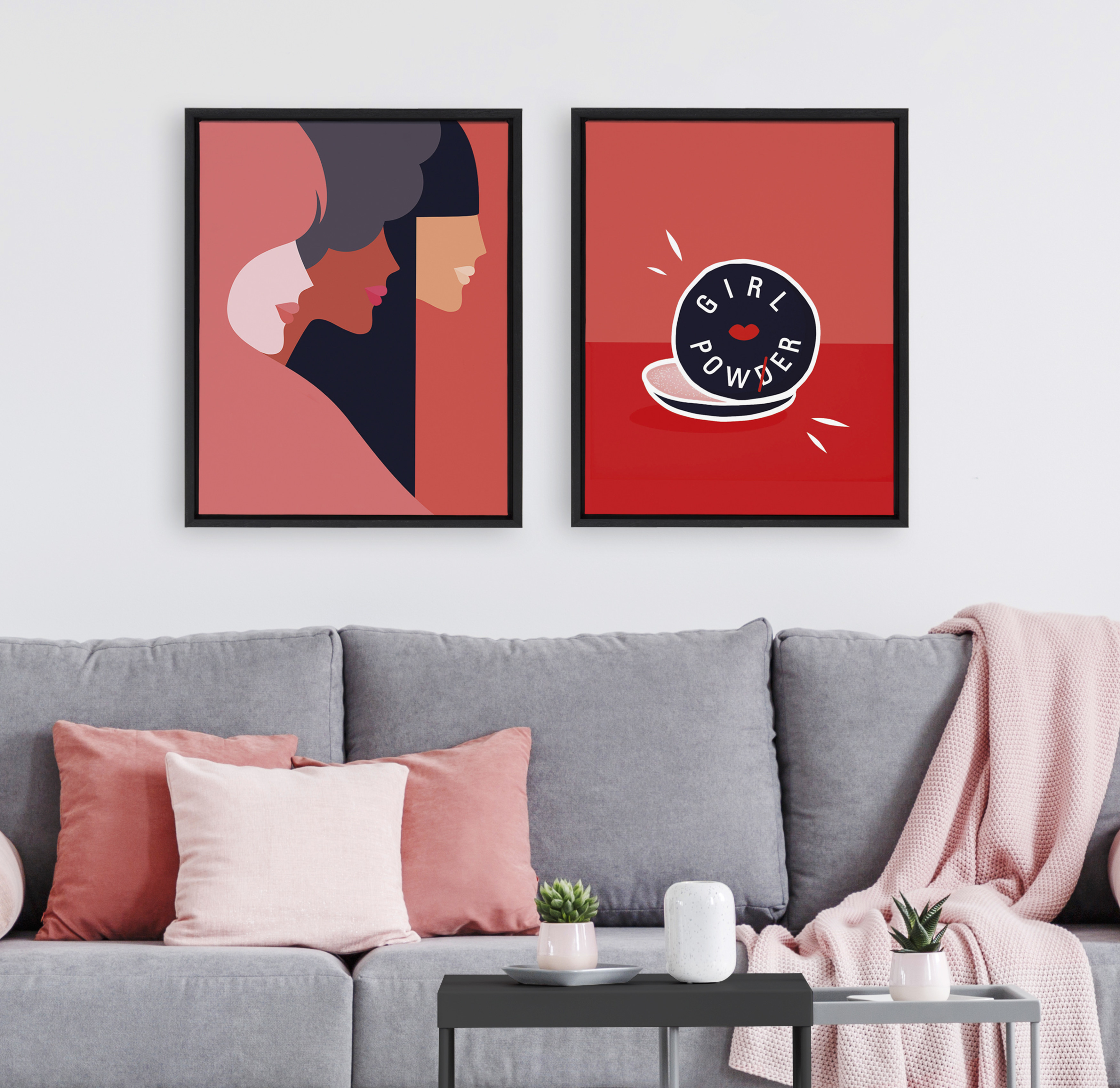 Kate and Laurel Sylvie Girl Power Framed Canvas Wall Art by Dominique Vari, 18x24 Black, Inspirational Wall Decor