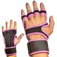 thumbnail image 1 of Justharion 2pcs Leather Comfortable Gym Gloves For Enhanced Weight Lifting Performance Multifunctional Pink S 1Set, 1 of 6