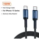 thumbnail image 3 of Cable de carga rápida Toocki PD de 100 W, cable USB C a USB C para iPhone 15, Samsung, Huawei, Honor, Xiaomi, cable doble tipo C, 3 of 5