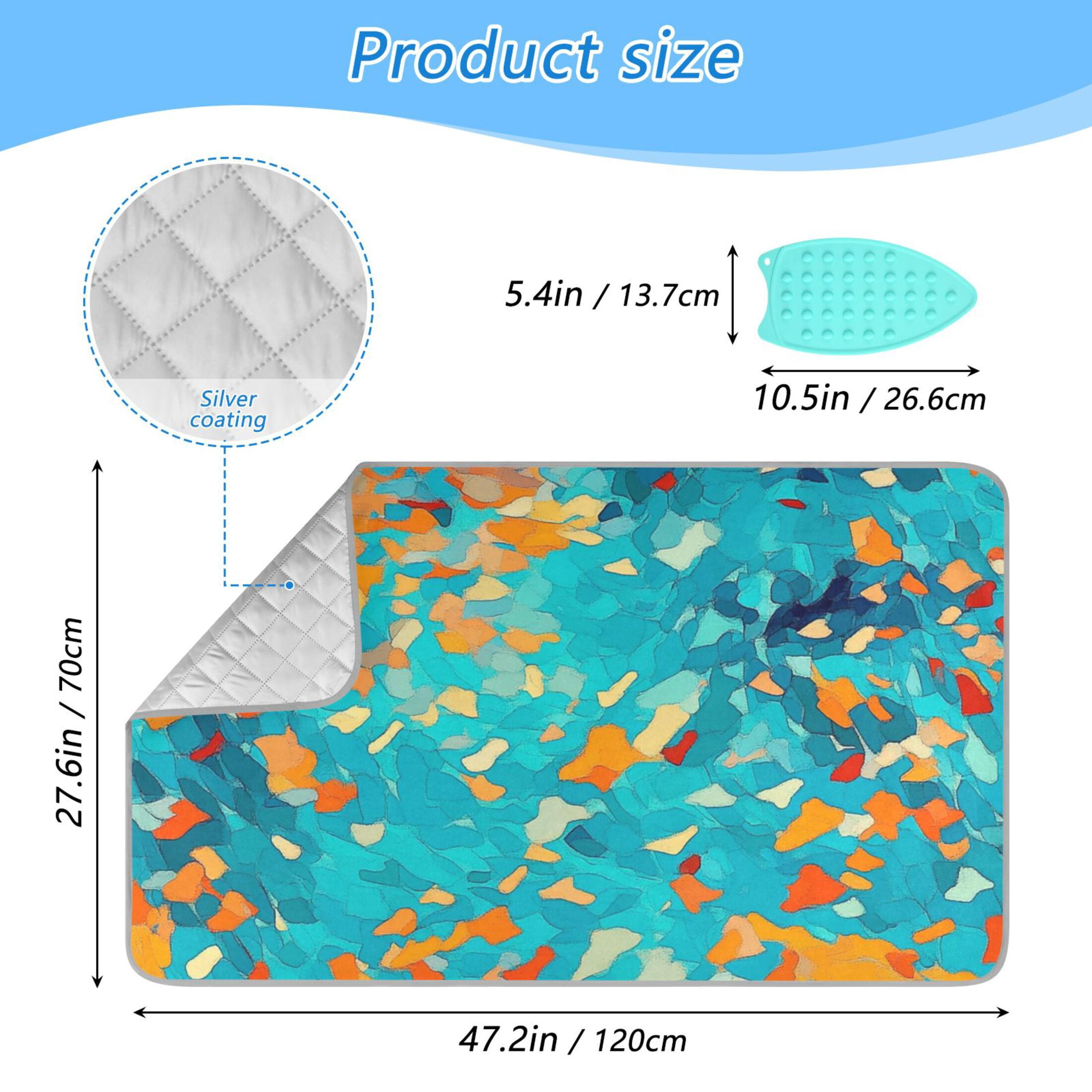 Orange and Blue Vibrant Vector Illustration Ironing Mat Blanket for Table Top Travel Portable Ironing Board Pad 47.2x27.6 Inch