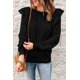 thumbnail image 3 of ABPHQTO Jersey De Mujer De Punto De Ochos Con Detalle De Volantes En Los Hombros Negro, 3 of 5