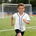 thumbnail image 7 of CHEEREAM Boys Baseball Jersey Shirt Mesh Button Down Blank Softball Short Sleeve Tops Kids V-Neck Hip Hop Active Hipster Shirts, 7 of 7