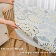 thumbnail image 2 of Round Vinyl Fitted Tablecloth with Flannel Backing Elastic Edge Plastic Table Cover Waterproof Table Cloth Stain-Resistant Wipeable for 45"-52" Round Table, 2 of 6