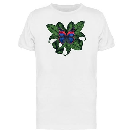 Butterfly Leaf Top - Tropical Leaves & Butterfly Tee Men's -Image by Shutterstock