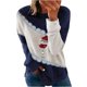 thumbnail image 1 of Blusa informal de manga larga con cuello redondo y estampado de retales para mujer a la moda navideña Pompotops gfhjh9891, 1 of 5