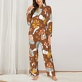 thumbnail image 3 of Kll Floral Hippie Mushrooms Print Women'S Long Sleeve Pajamas With Pants Sleepwear Loungewear 2 Set-X-Large, 3 of 9