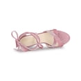 thumbnail image 4 of BLISSFUL STEP Women Velvet Lace-Up Clear Block Heel Sandals Silky Pink 10, 4 of 8