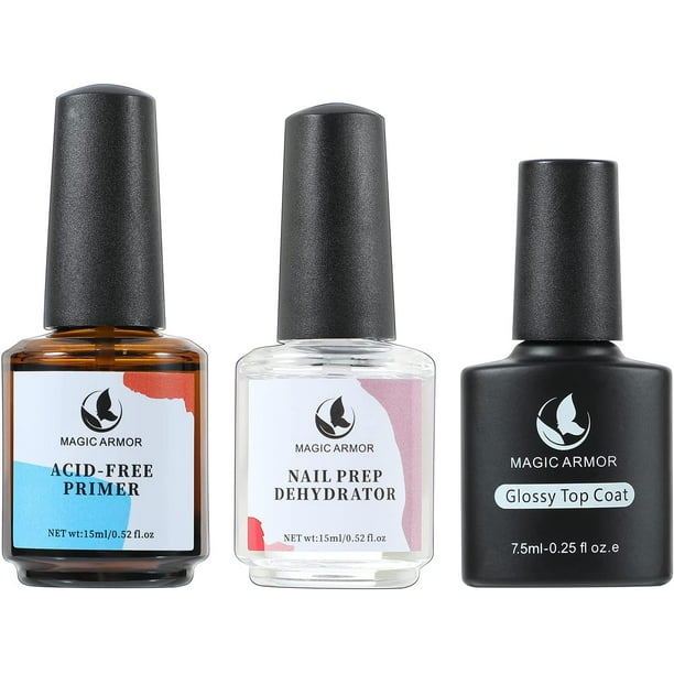 Nail Prep Dehydrator and AcidFree Primer Glossy Top Coat Super Bond
