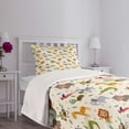 thumbnail image 3 of Ambesonne Cartoon Animal Quilted Bedspread Set 2 Pcs, Savannah Life Funny, Twin Size, Multicolor, 3 of 5