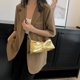 thumbnail image 5 of Bolso Hobo para mujer, Bolso de hombro plisado con cadena, Bolso femenino con cordón (dorado), 5 of 9
