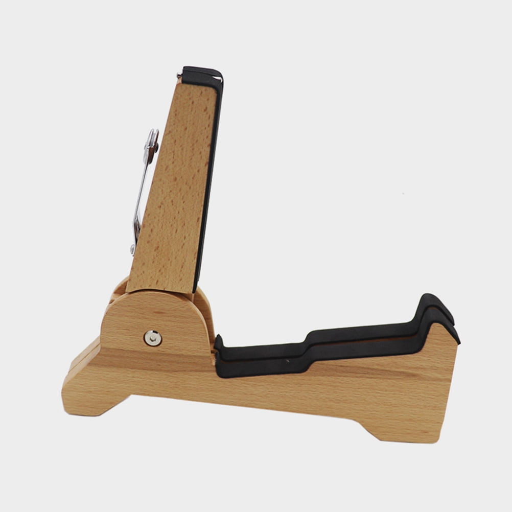 LULULION Foldable Wood Guitar Stand Light Brown Portable Support Rack for Musical Instruments