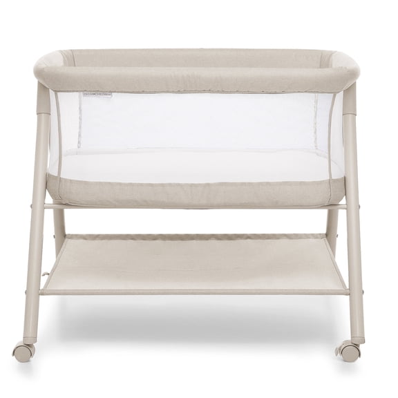 PRVAETU 4-in-1 Baby Bassinet & Bedside Sleeper for Babies,Cradle with 7-Level Height Adjustable,Wheels,Mattress for New mother,Grey