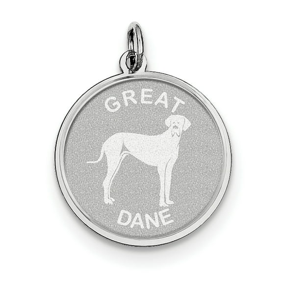 Beautiful Sterling Silver Rhodium-plated Great Dane Disc Charm