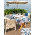 thumbnail image 4 of Outdoor Tablecloth with Umbrella Hole and Zipper, Blue Coastal Rectangle Table Cloth 52x70 Inch Waterproof Tablecloth, Coral Shell Starfish Seahorse Summer Beach Picnic Table Cover for Patio Camping, 4 of 7
