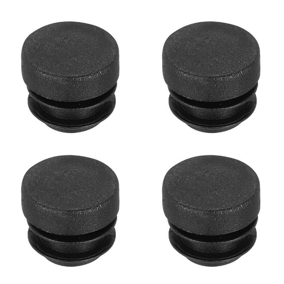 Uxcell 4 PCS 3/4"(19mm) Round Plastic Hole Plugs, Black Plastic Pipe Tubing End Caps for Furniture, Pipe Tubing, Table, Chair