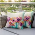 thumbnail image 4 of Watercolor Poppy Pillow Covers 2 Pack Spring Flower Pillowcase Waterproof Outdoor Throw Pillow Cover for Patio Garden Square Cushion 18”x18”, 4 of 9