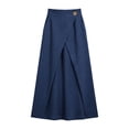 thumbnail image 5 of Umfun Women's Linen Blend Wrap Maxi Skirt with Front Cross Detail - Graced High Waist Long Skirt for Beach Vacation & Casual Daily Wear, 5 of 9