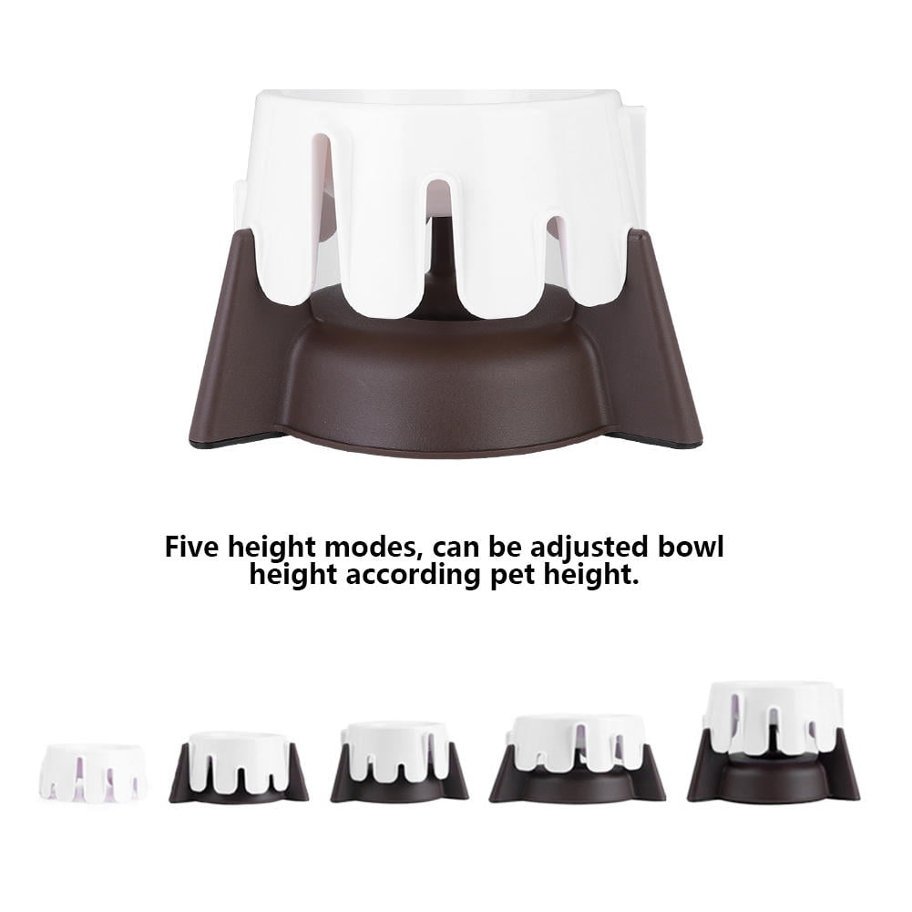 LAZIOEGR Five‑Level Adjustable Slow Food Feeder Bowl – Wet & Dry, Non‑Slip, Spine‑Protecting Design for Dogs & Cats