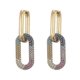 thumbnail image 2 of Pendientes de aro Yashi Geométrico Rectángulo Ovalado Dorado con circonitas azules reales, 2 of 4