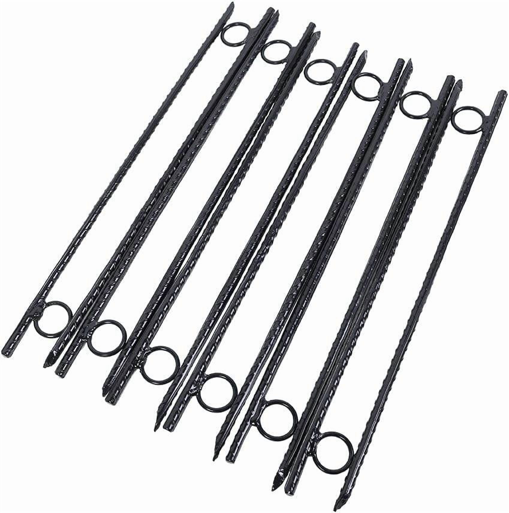 Rebar stake with loop 12pcs Grip Rebar 3/8x 18 Inch Steel Durable Heavy Duty Tent Canopy Ground Stakes with Angled Ends and 1 Inch Loops for Campsites and Canopies,