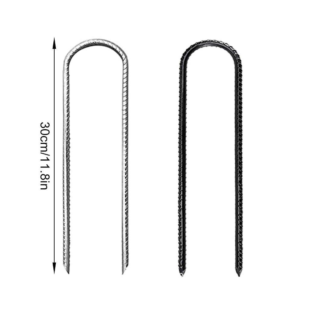 Pack of 8 Heavy Type Metal Ground Stakes U Shape Tent Stakes Metal Texture Suitable for Camping and Picnics