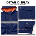 thumbnail image 6 of Hearthz Quarter Zip Fleece Hoodies for Men Cargo Mens Hooded Sweatshirt Fall Winter Warm Mens Lightweight Sweatshirts with Pocket Navy XL, 6 of 8