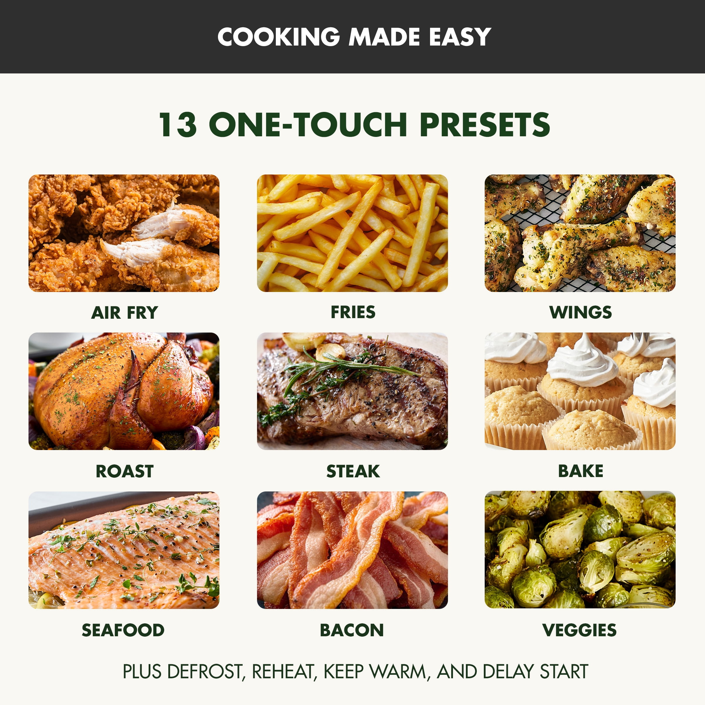 GreenPan Bistro XL 7-Quart 360° Clear View Air Fryer, 13 Presets, Easy to Clean, Nonstick, Black