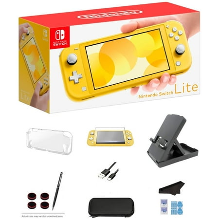 Newest Nintendo Switch Lite Yellow Game Console, 5.5” LCD Touch 1280x720 Screen, 32GB Internal Storage with Extra 64GB External SD Storage with GalliumPi 12-in-1 Bundle