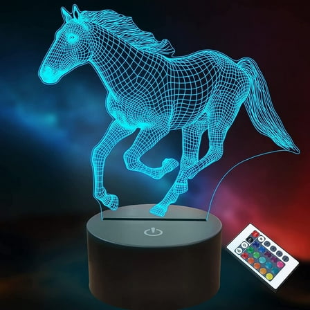 MQOUO Horse Gifts for Girls, Horse Night Light. Horse Lamp with Remote Control 16 Colors Changing for Kids Room Holiday Xmas Gifts