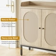 thumbnail image 6 of Homhougo Freestanding Shoe Cabinet with 3 Rattan Doors, 7-Tier Shoe Storage Organizer with Adjustable Shelves for Entryway, Hallway, Living Room, Closet, Boho Style, 6 of 9