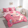 thumbnail image 4 of Homewish Kawaii Pug Dog Twin Bedding Sets 7-Piece for Kids, Pink Cartoon Animal Bedding Comforter Set, Cute Dalmatian Lover Reversible Sheet Sets, Breathable Home Decor, 4 of 8