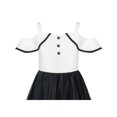 thumbnail image 4 of Girls Dress White And Black Chiffon Lace Cold Shoulder 6 Years, 4 of 7