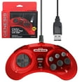 thumbnail image 1 of Retro-Bit Official Sega Genesis USB Controller 8-Button Arcade Pad for Sega Genesis Mini, Switch, PC, Mac, Steam, RetroPie, Raspberry Pi - USB Port (Crimson Red), 1 of 1