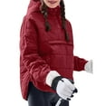 thumbnail image 2 of Chaqueta Acolchada Oversize para Mujer, Estilo Dolman, con Capucha, Larga, Cálida y Estilo Top Rojo Vino XL, 2 of 7