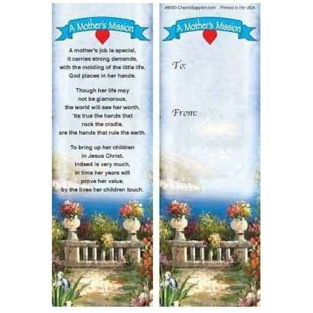 - Mothers Mission Christian Bookmarks - Set of 50 Mother's Day Gift