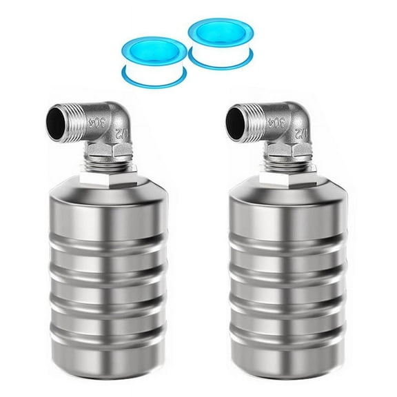 2PCS Fully Automatic Water Level Control Float Valve, Stainless Steel Mini Floating Valve -1/2In side Water Intake