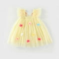 thumbnail image 3 of LYHaoo Toddler Girls Fly Sleeve Holiday Party Mesh Dress Dance Party Princess Dresses,Dresses for Girls Sizes 12-18 Months Yellow, 3 of 4