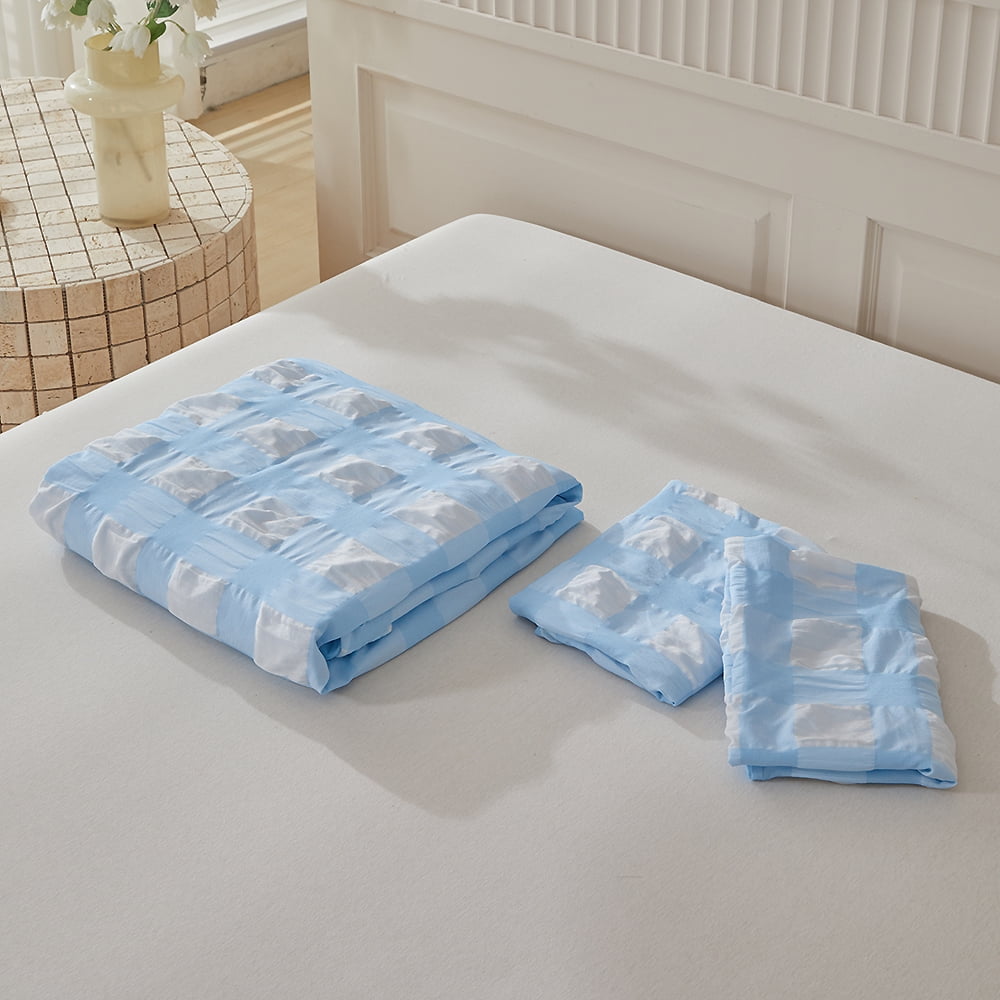 YELEE Comfort Twin Size Bedding Sets for All Seasons 2 Piece Checkered Luxurious Duvet Cover 68"x90" and 1 Blue Pillowcase