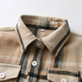 thumbnail image 5 of Shldybc Toddler Boys Girls Flannel Shirt Jacket Plaid Jacket Long Sleeve Lapel Button Down Shacket Fall Shirt Coat Outwear( Khaki, 2-3 Years ), 5 of 9